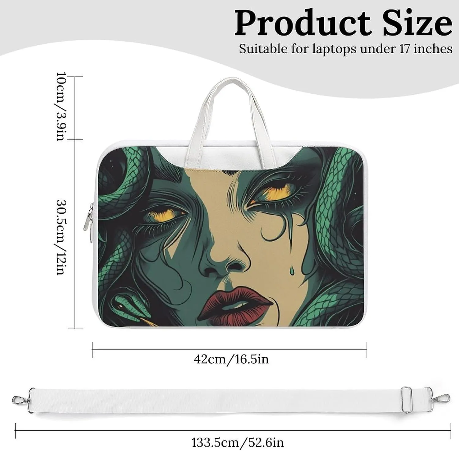 Medusa Greek Mythology Leather Bag Laptop Case Slim Water Resistant Computer Bags with Handle Briefcase for Work