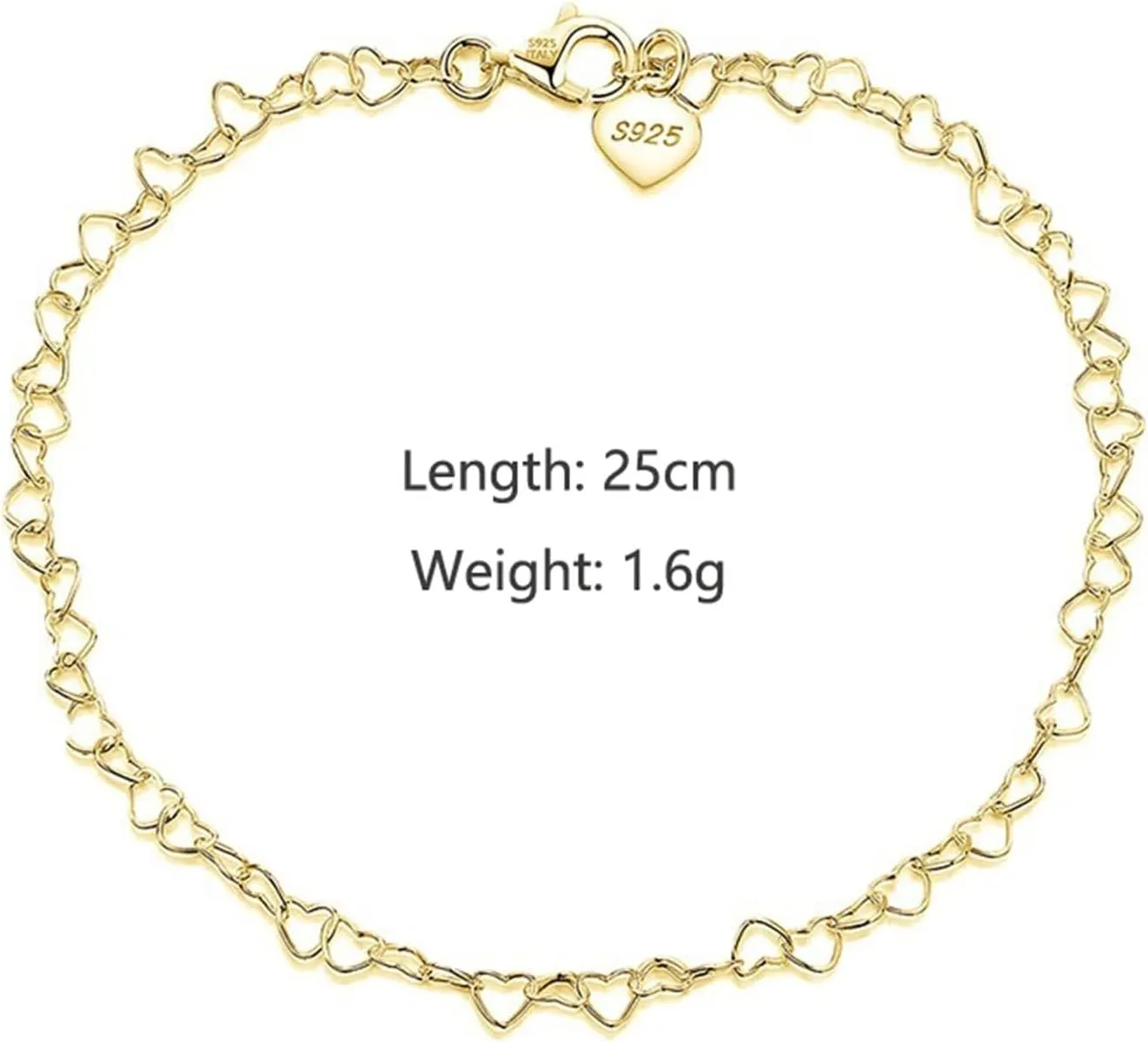 Men Anklet, Mens Sterling Silver Anklet Hollow Heart Chain Body Chains for Women Jewelry