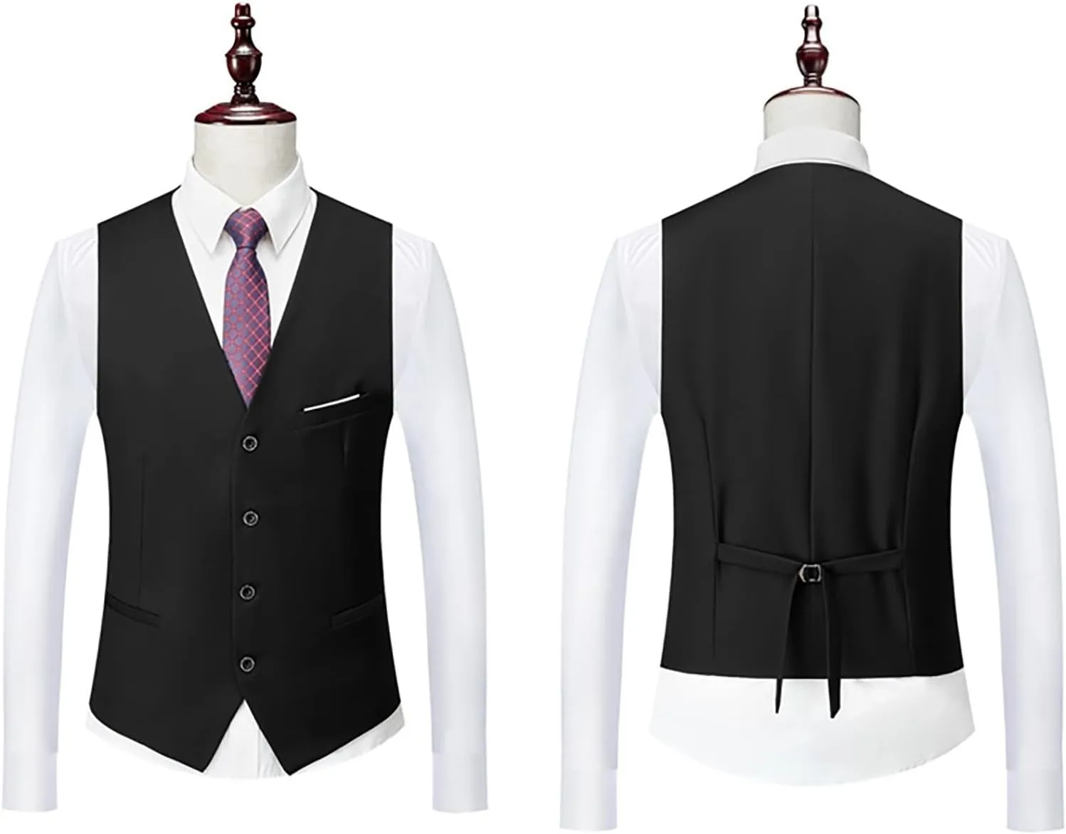 Mens 3 Piece Suit Slim Fit Tux, Formal Blazer Jacket Vest Pants Set for Party, Prom, Wedding and Business