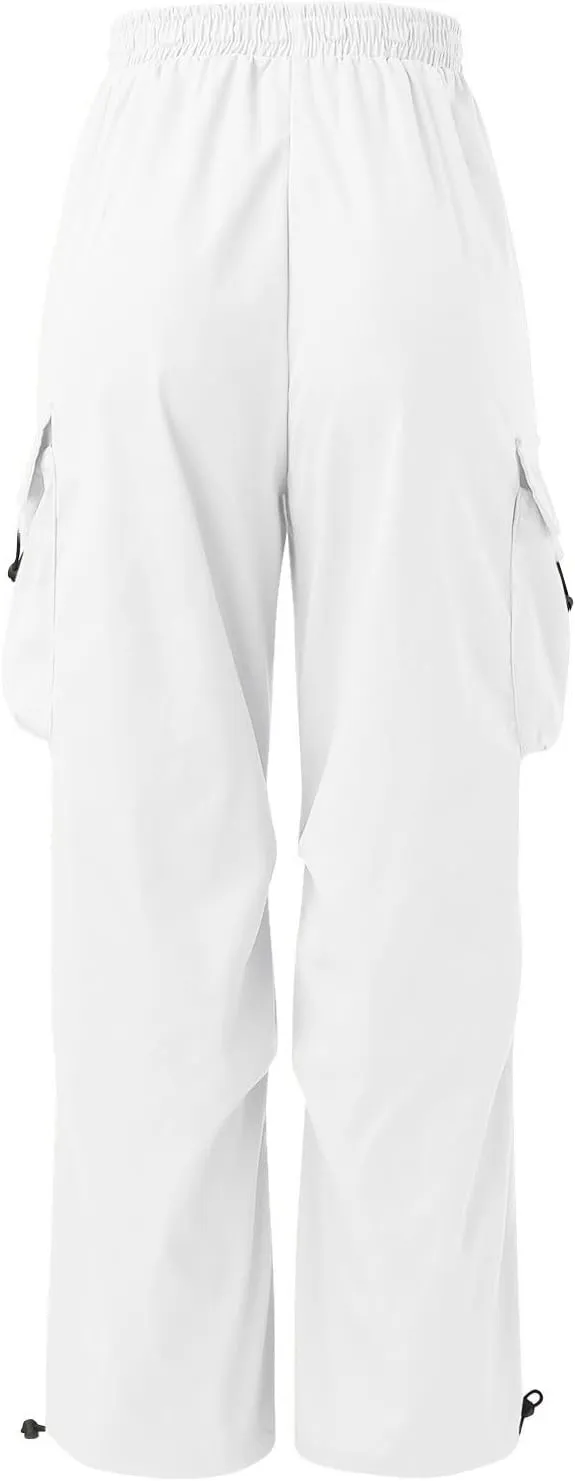 Mens Baggy Cargo Pants, Trendy Casual Sports Parachute Pant, Loose Fit Harem Joggers with Pockets for Streetwear