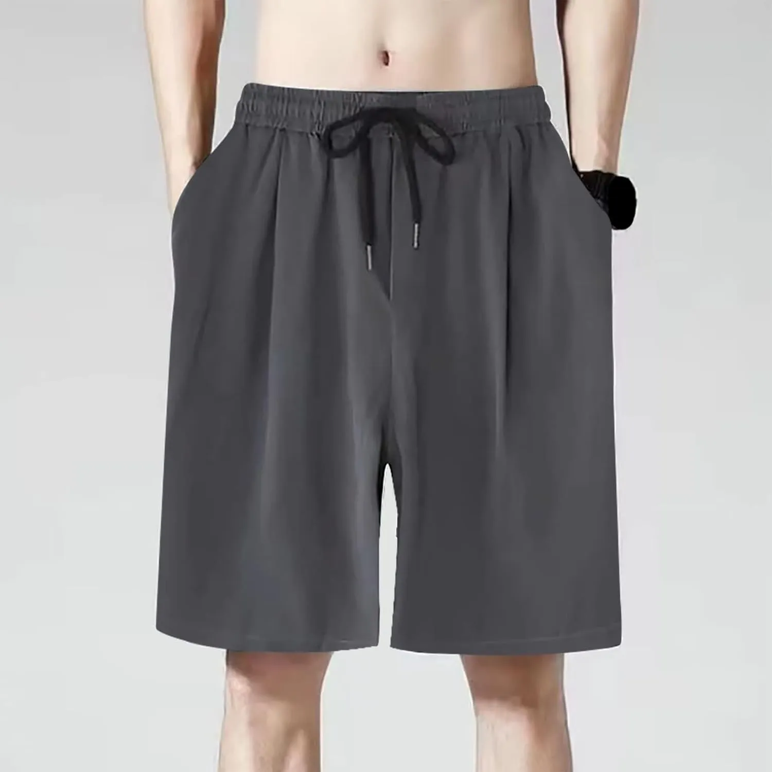 Mens Casual Sweat Cargo Cotton Shorts Drawstring Elastic Waist Athletic Workout Gym Jogger Shorts