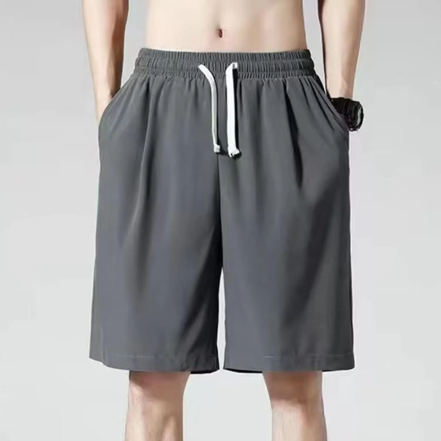 Mens Casual Sweat Cargo Cotton Shorts Drawstring Elastic Waist Athletic Workout Gym Jogger Shorts