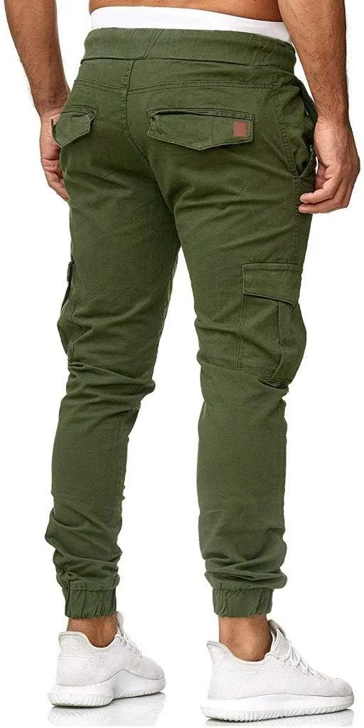Men's Cotton Casual Cargo Work Pants Cotton Cargo Pants Gym Sweatpants Hiking Tactical Pants with Multi Pockets