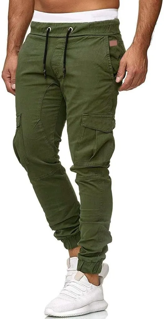 Men's Cotton Casual Cargo Work Pants Cotton Cargo Pants Gym Sweatpants Hiking Tactical Pants with Multi Pockets