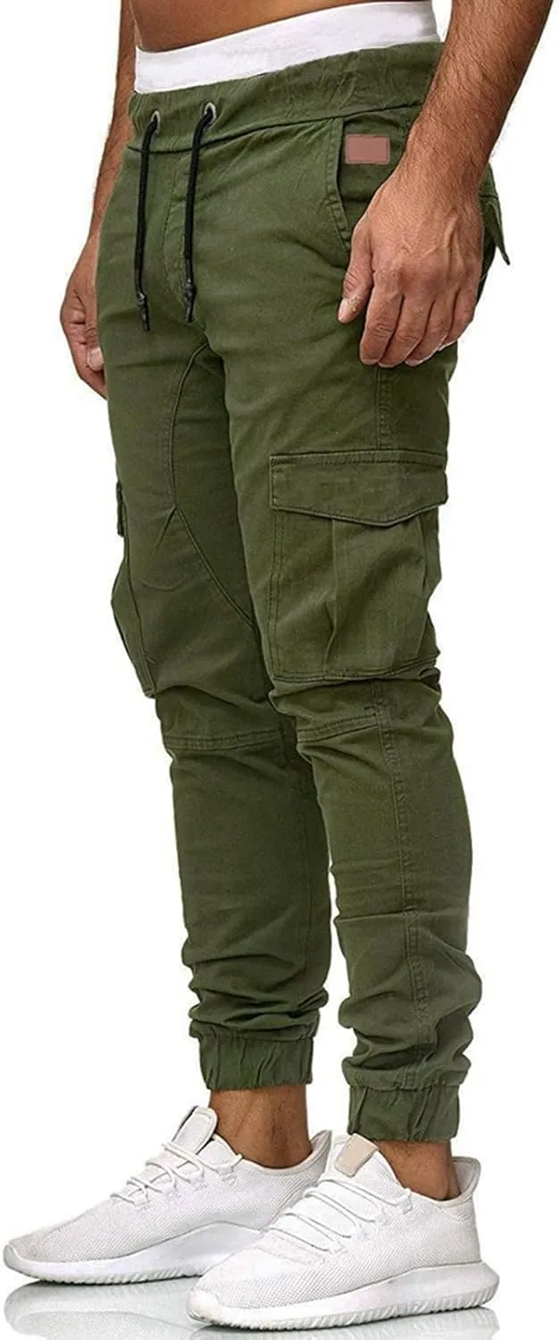 Men's Cotton Casual Cargo Work Pants Cotton Cargo Pants Gym Sweatpants Hiking Tactical Pants with Multi Pockets