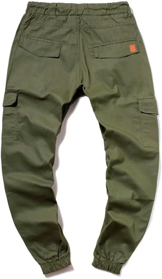 Men's Cotton Casual Cargo Work Pants Cotton Cargo Pants Gym Sweatpants Hiking Tactical Pants with Multi Pockets