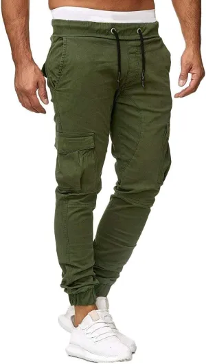 Men's Cotton Casual Cargo Work Pants Cotton Cargo Pants Gym Sweatpants Hiking Tactical Pants with Multi Pockets