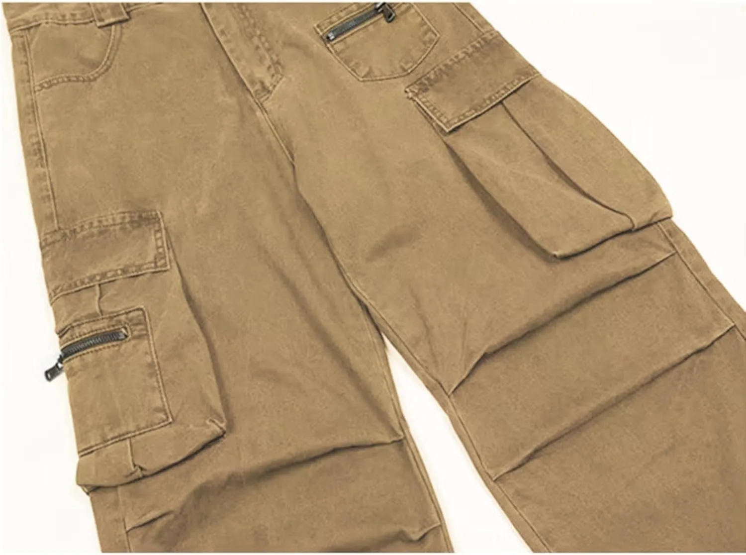 Mens Fashion Street Maxi Cargo Trousers Casual Versatile Hipster Pants Plus Size Multi Pocket Trendy Military Combat Overalls