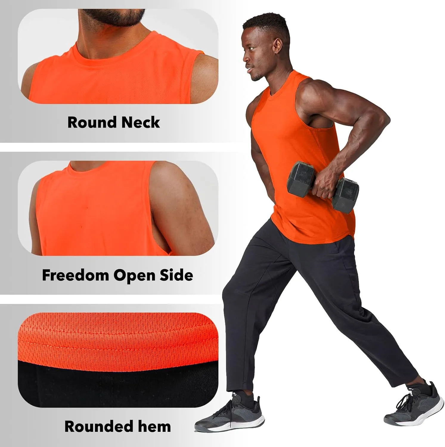 Men's Gym Tank Top Workout Muscle Sleeveless Shirts for Men Mesh Bodybuilding Fitness Training Athletic Dry Fit Lightweight