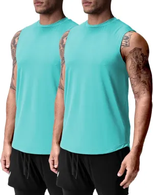Men's Gym Tank Top Workout Muscle Sleeveless Shirts for Men Mesh Bodybuilding Fitness Training Athletic Dry Fit Lightweight