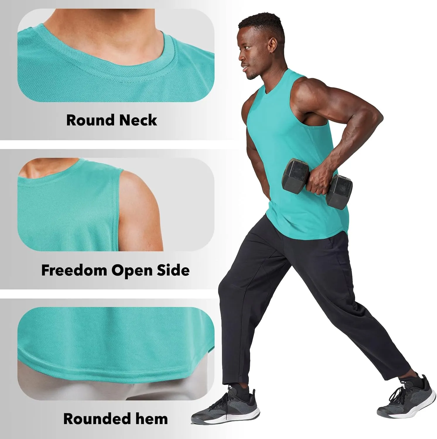 Men's Gym Tank Top Workout Muscle Sleeveless Shirts for Men Mesh Bodybuilding Fitness Training Athletic Dry Fit Lightweight
