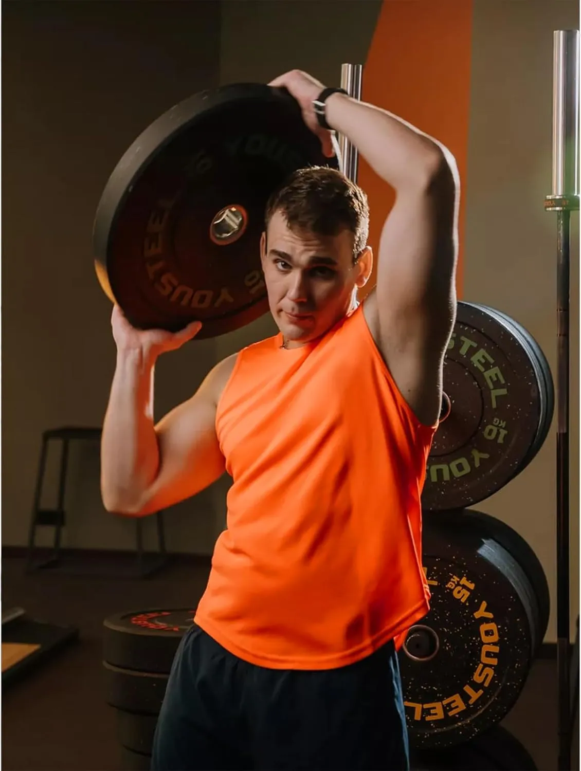Men's Gym Tank Top Workout Muscle Sleeveless Shirts for Men Mesh Bodybuilding Fitness Training Athletic Dry Fit Lightweight