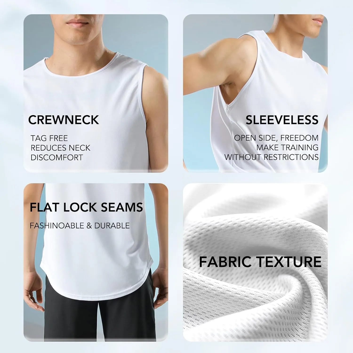 Men's Gym Tank Top Workout Muscle Sleeveless Shirts for Men Mesh Bodybuilding Fitness Training Athletic Dry Fit Lightweight
