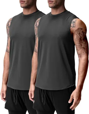 Men's Gym Tank Top Workout Muscle Sleeveless Shirts for Men Mesh Bodybuilding Fitness Training Athletic Dry Fit Lightweight