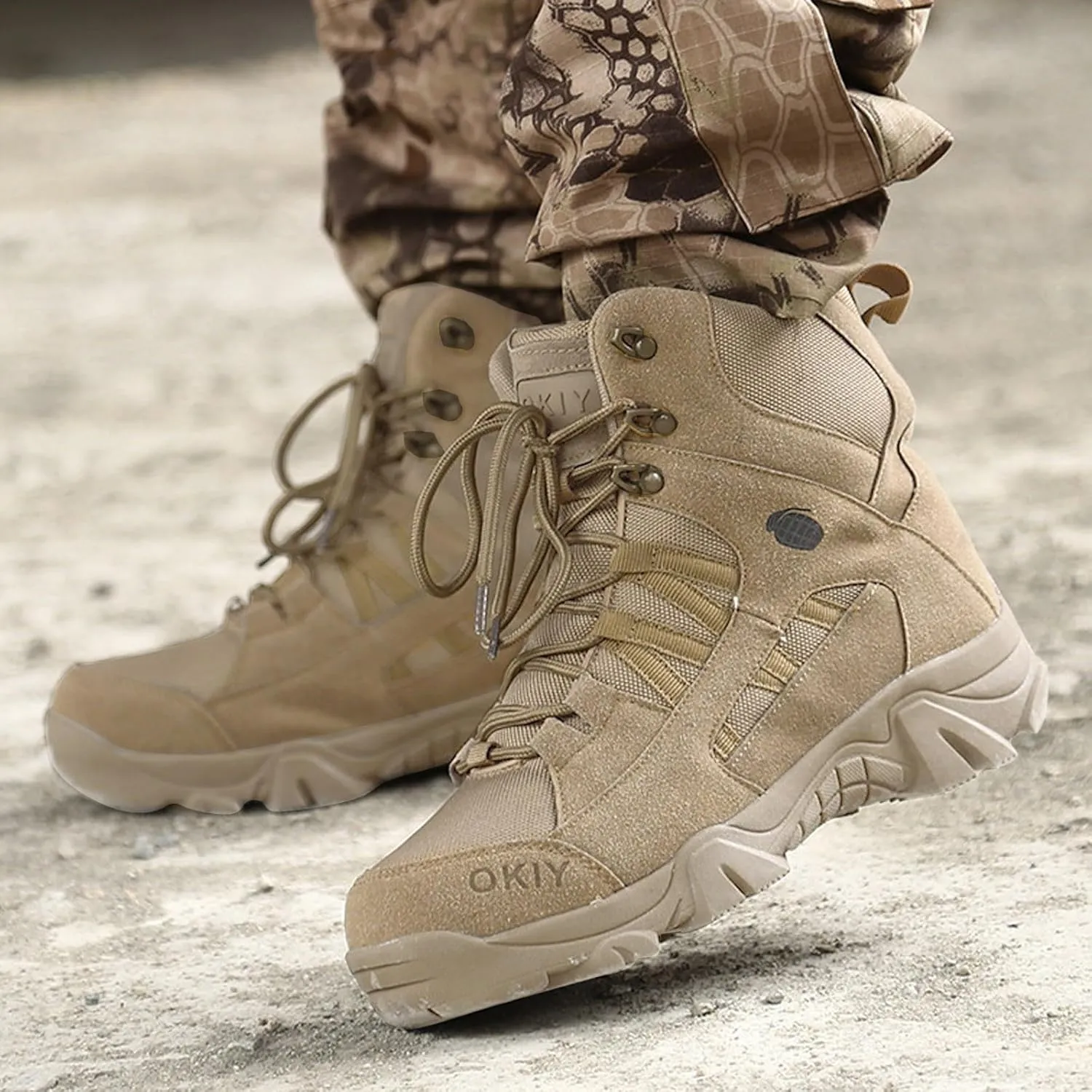 Men's High Top Hiking Boots Outdoor Lace Up Casual Outdoor Climbing Shoes Comfortable Hiking Boots for Men