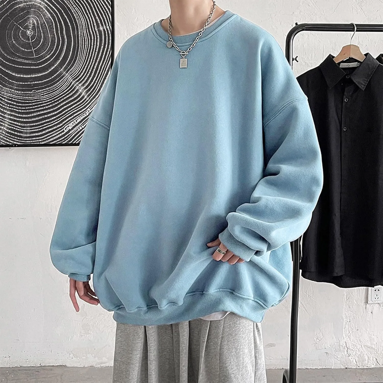 Men's Hooded Sweatshirts Long Sleeve Mens Autumn And Winter Casual Loose Solid Hooded Sweater Top Sweatshirts with