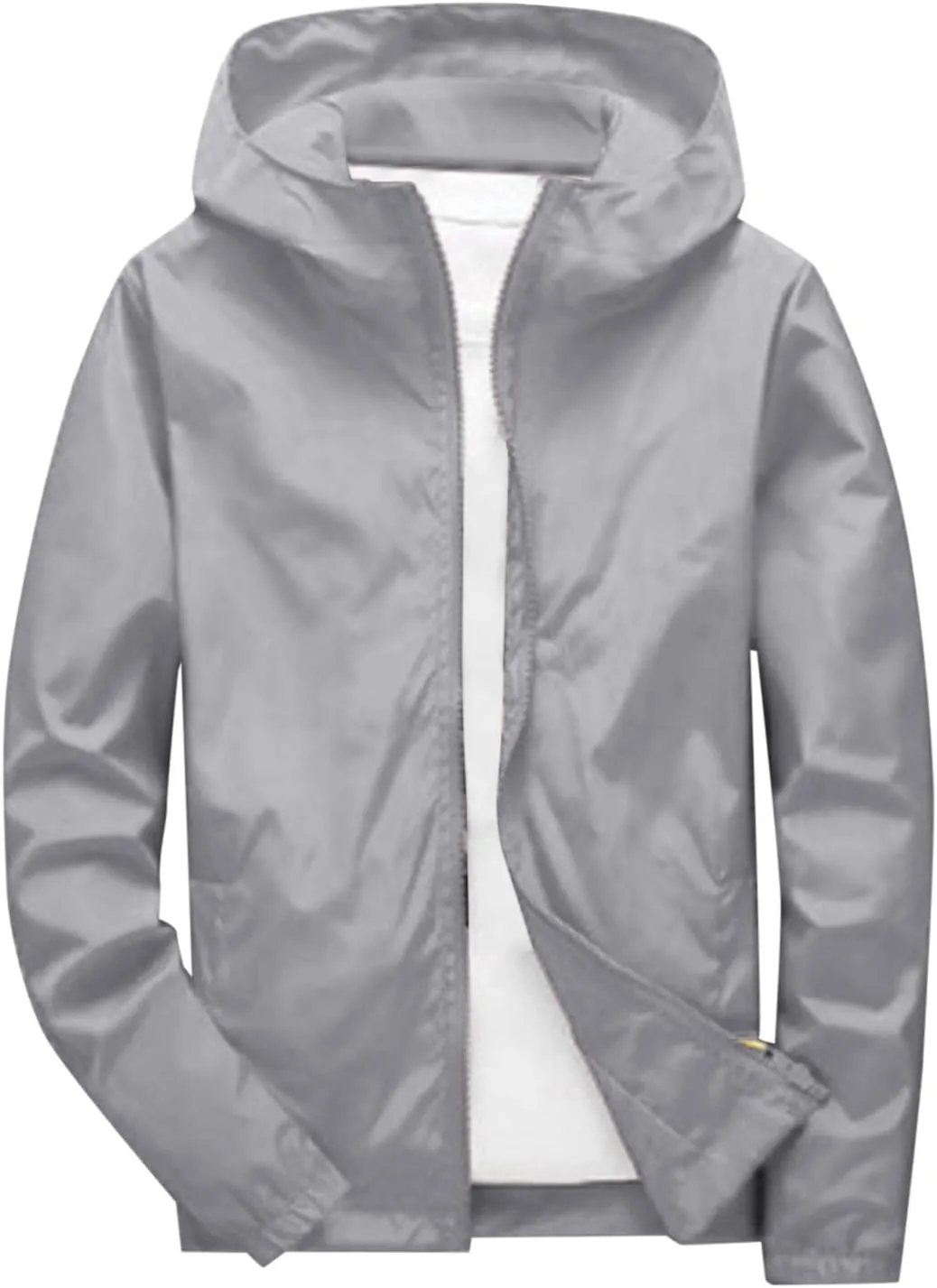 Mens Lightweight Waterproof Jacket Oversize Solid Full Zip Packable Windbreaker Raincoat Hiking Travle Athletic Coat