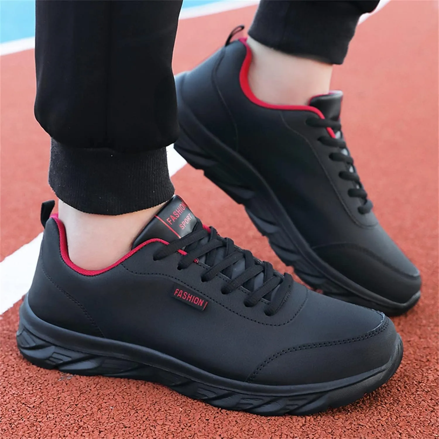 Mens Shoes Large Size Casual Leather Laace Up Solid Color Casual Fashion Simple Running Shoes Men Sneaker