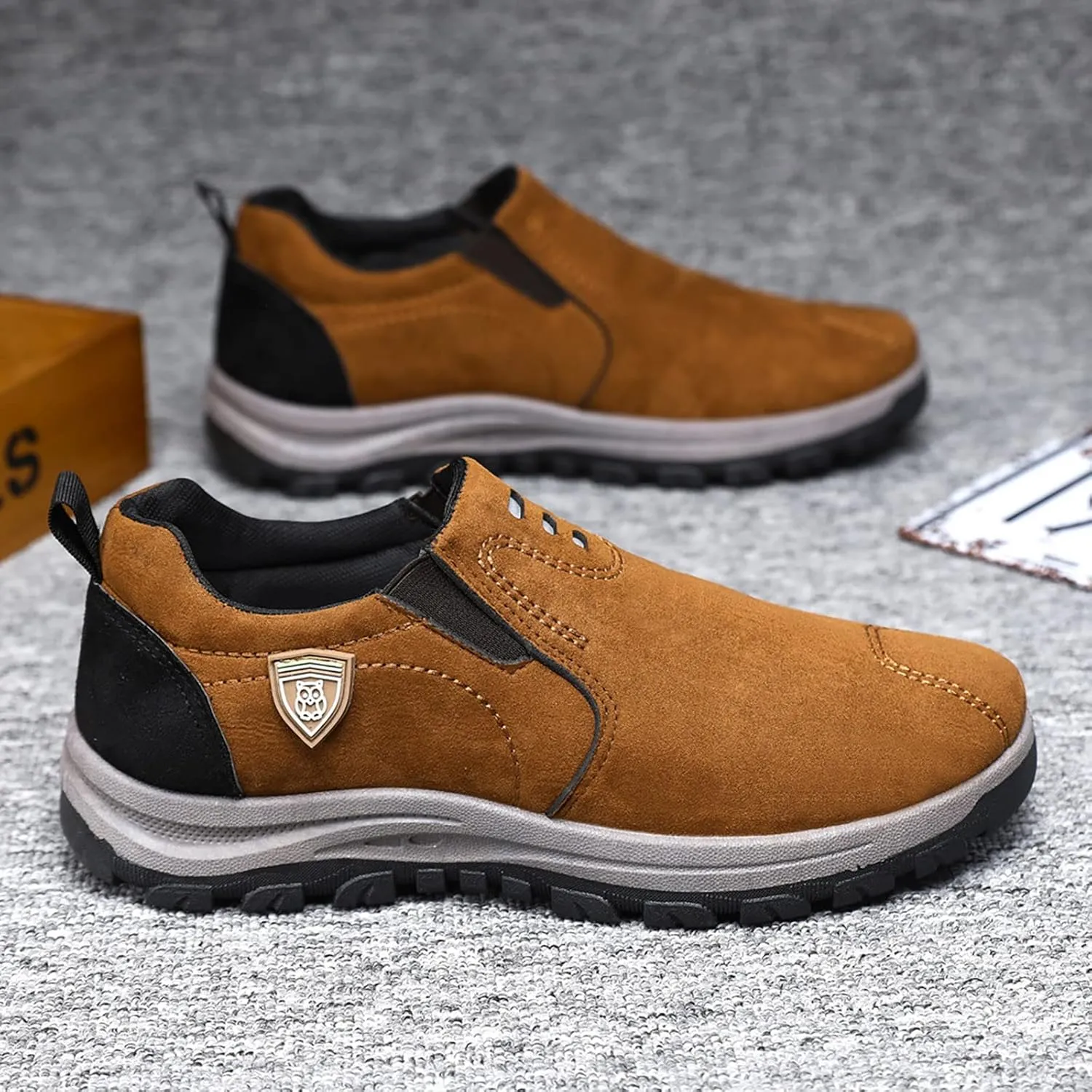 Mens Slip On Sneakers Suede Orthopedic Walking Shoes Non Slip Casual High Top Sneaker Comfortable Lightweight Breathable Running Shoes