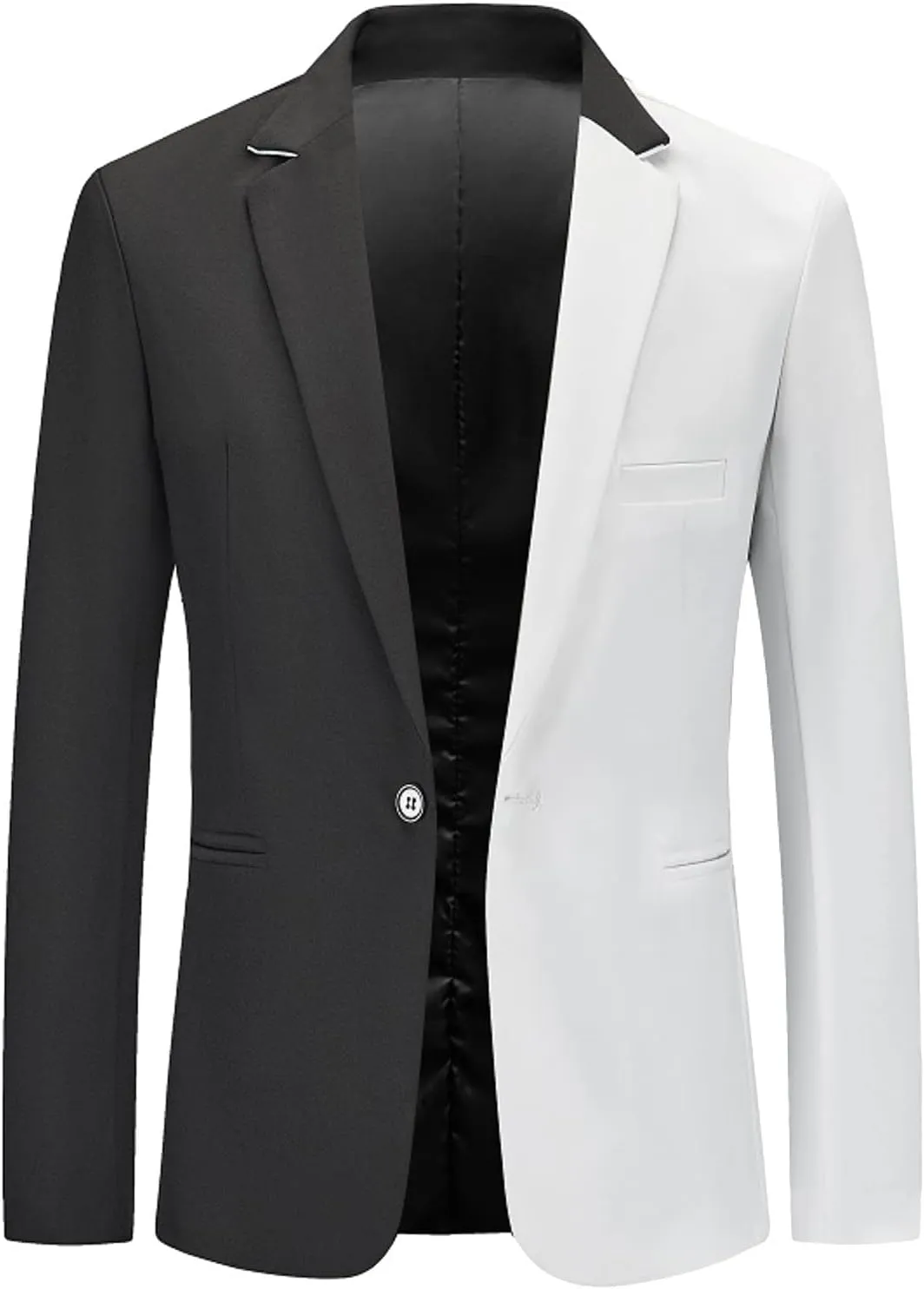 Men's Suit Jacket Classic Fit Patchwork Blazer Stretch One Button Regular Pocket Lapel Premium Knit Dinner Sport Coat