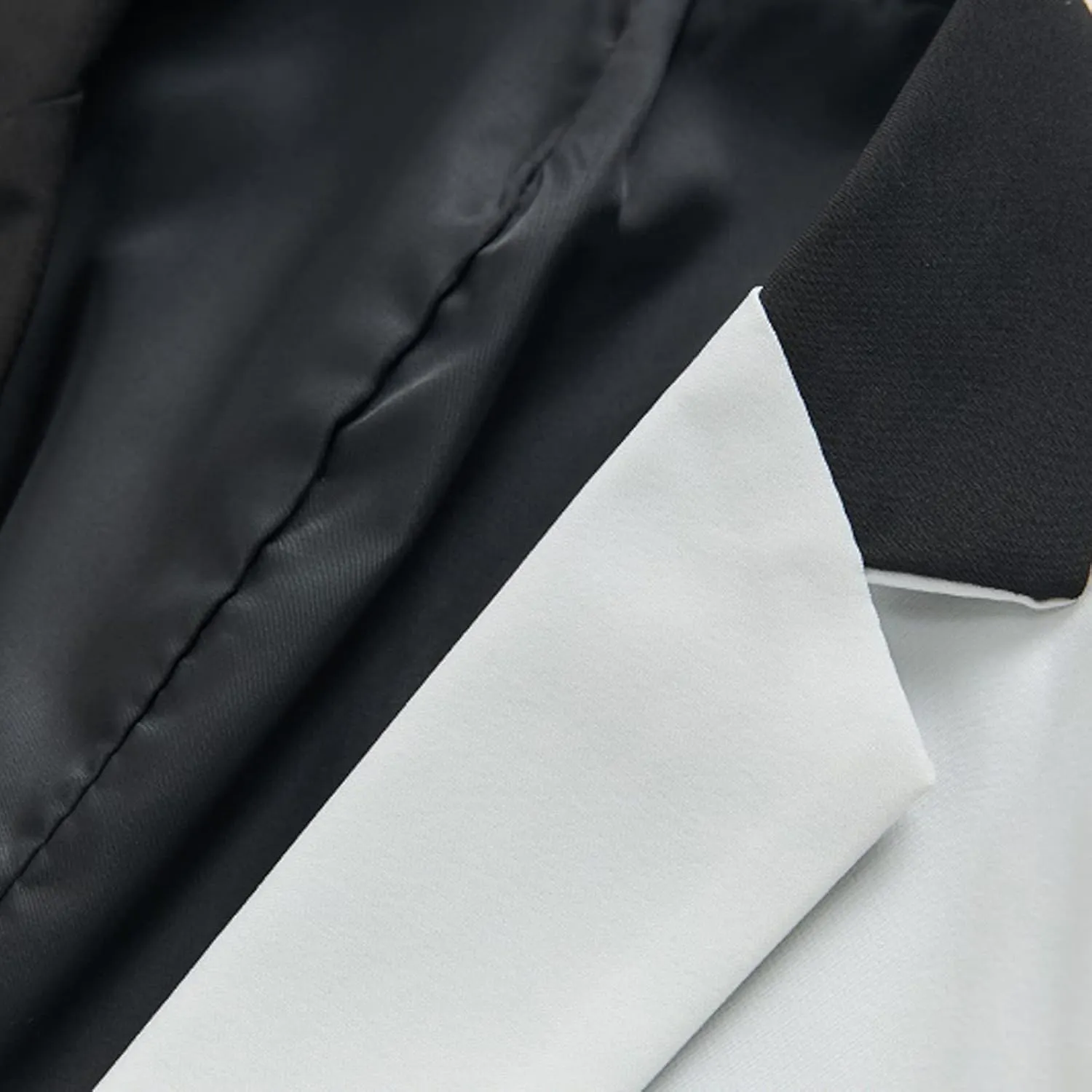 Men's Suit Jacket Classic Fit Patchwork Blazer Stretch One Button Regular Pocket Lapel Premium Knit Dinner Sport Coat