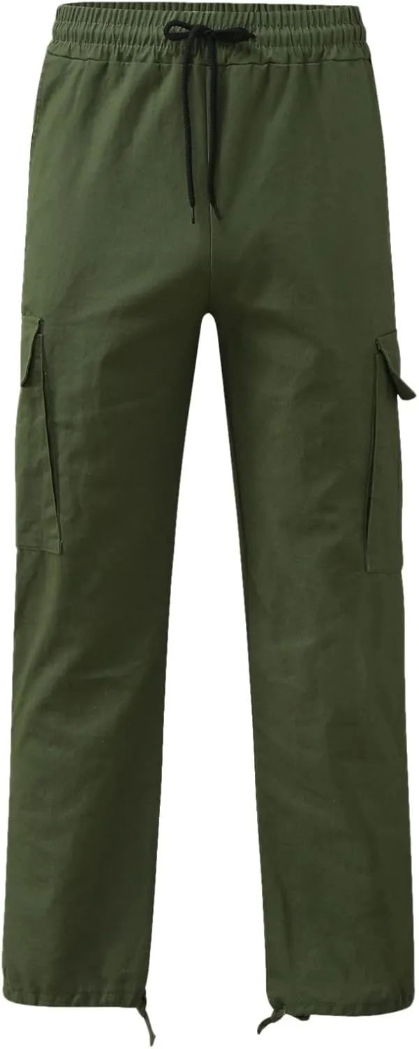 Mens Sweatpants Joggers Slim Fit Cargo Pants Plain Casual Straight Leg Trousers Drawstring Slacks with Pockets Trendy