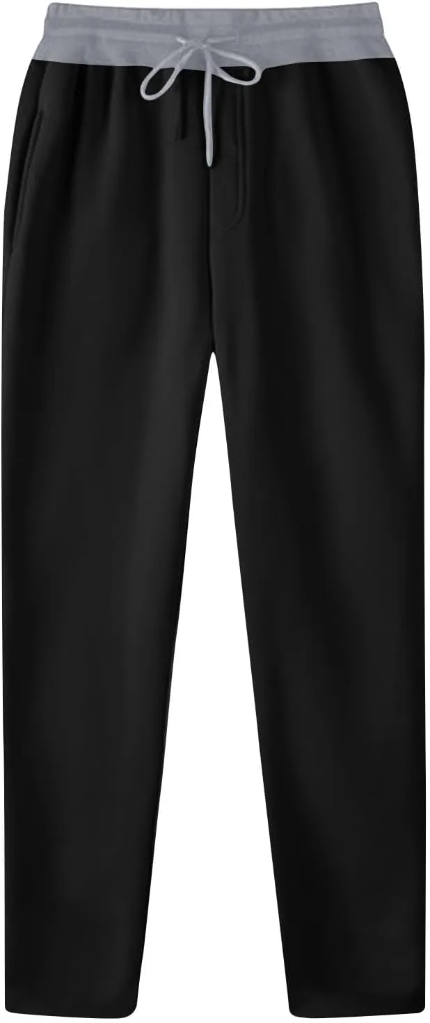 Mens Sweatpants Straight Leg Stretch Elastic Waist Baggy Joggers Drawstring Casual Trendy Pants Athletic Gym Trousers