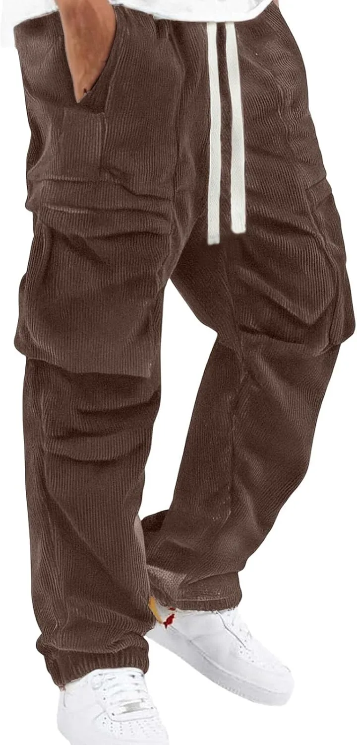 Mens Trousers Expandable Waist Tactical Pajama Hiking Swim Thermal Stretch Shorts Football Sport Leather Wide Leg