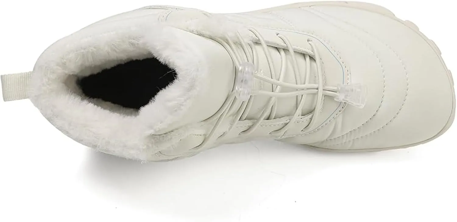 Mens Winter Hiking Boots Slip On Warm Zero Drop Snow Boot Wide Toe Box Lace Up Minimalist Waterproof Shoes Outdoor Walking Running Hiking Five Finger Sneakers Casual Comfortable Ankle Booties