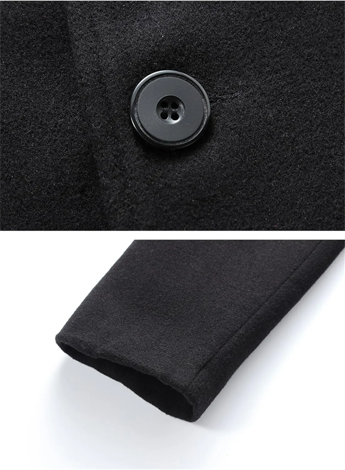 Men's Wool Blend Pea Coat Warm Winter Trench Coats Notched Collar Single Breasted Overcoat Topcoat for Business Work