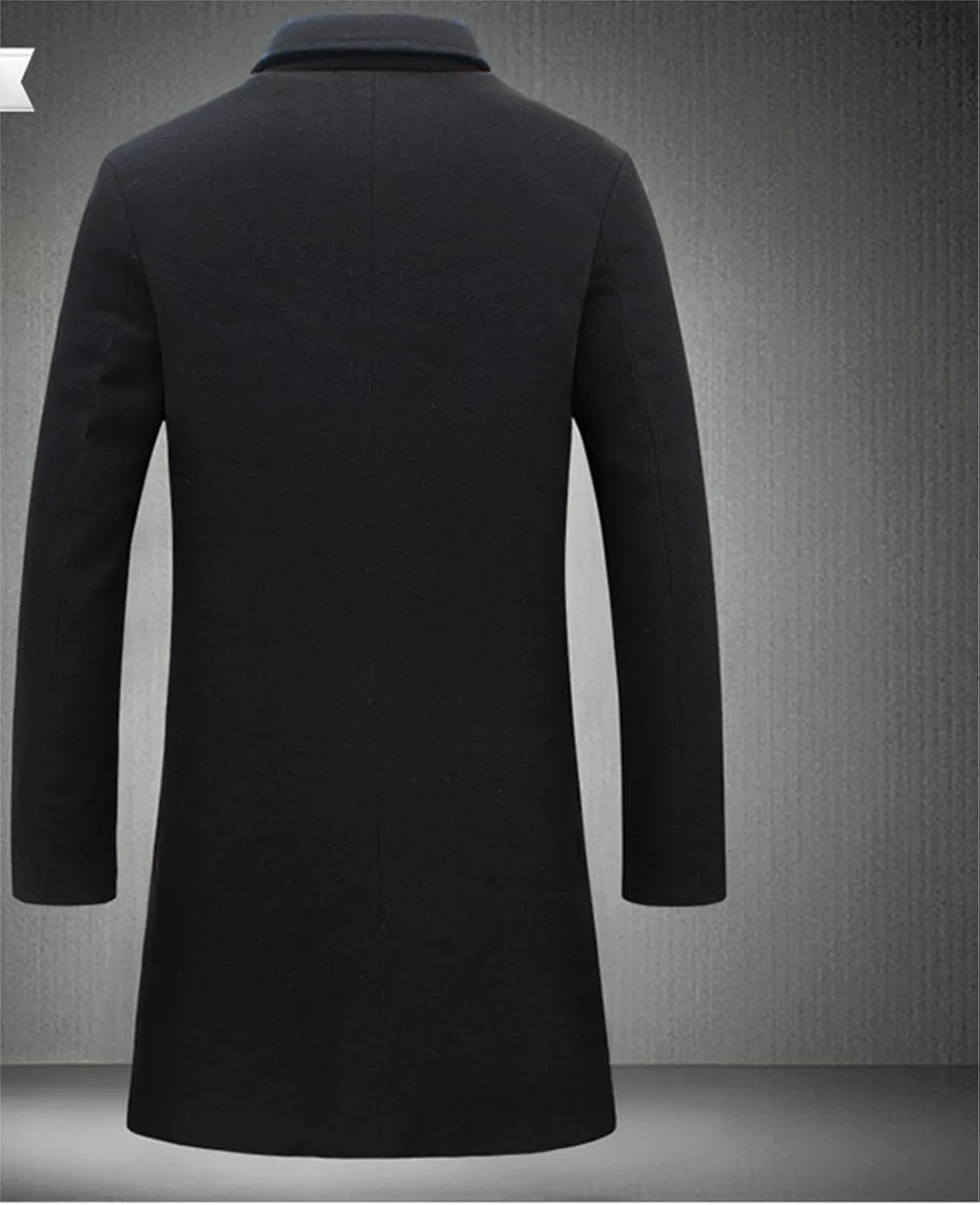 Men's Wool Blend Pea Coat Warm Winter Trench Coats Notched Collar Single Breasted Overcoat Topcoat for Business Work