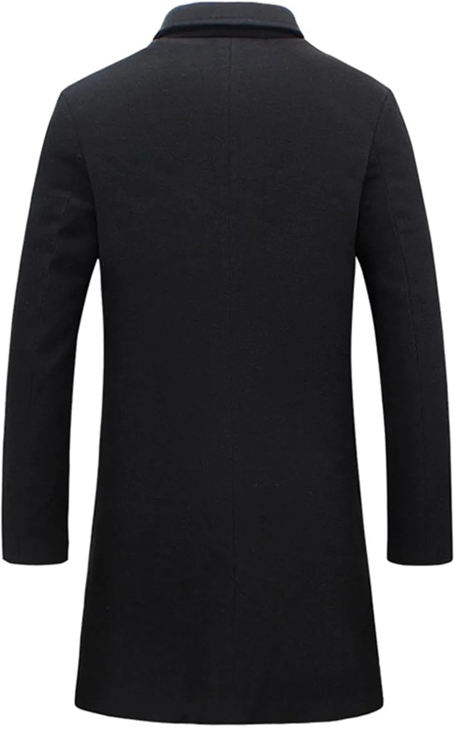 Men's Wool Blend Pea Coat Warm Winter Trench Coats Notched Collar Single Breasted Overcoat Topcoat for Business Work