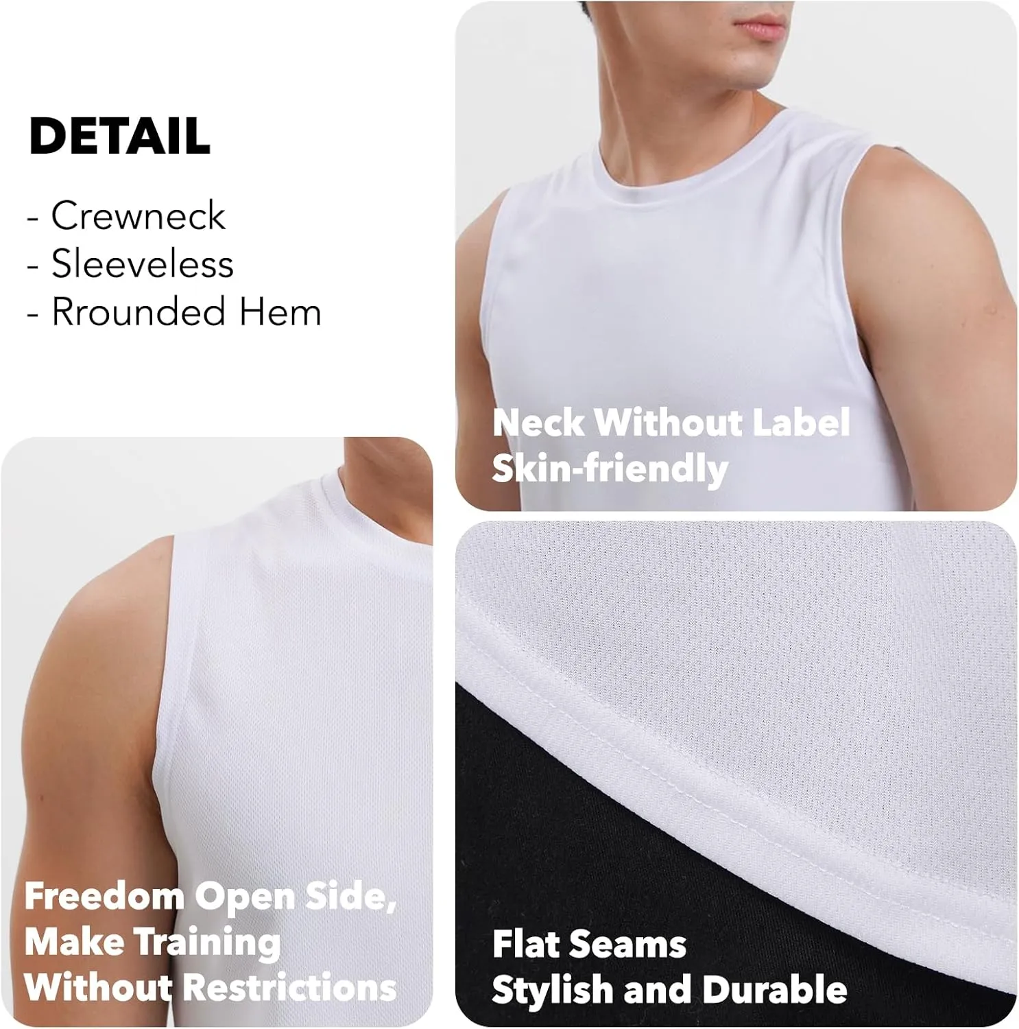 Men's Workout Tank Tops Quick Dry Sleeveless Shirts for Men Muscle Moisture Wicking Bodybuilding Gym Lightweight