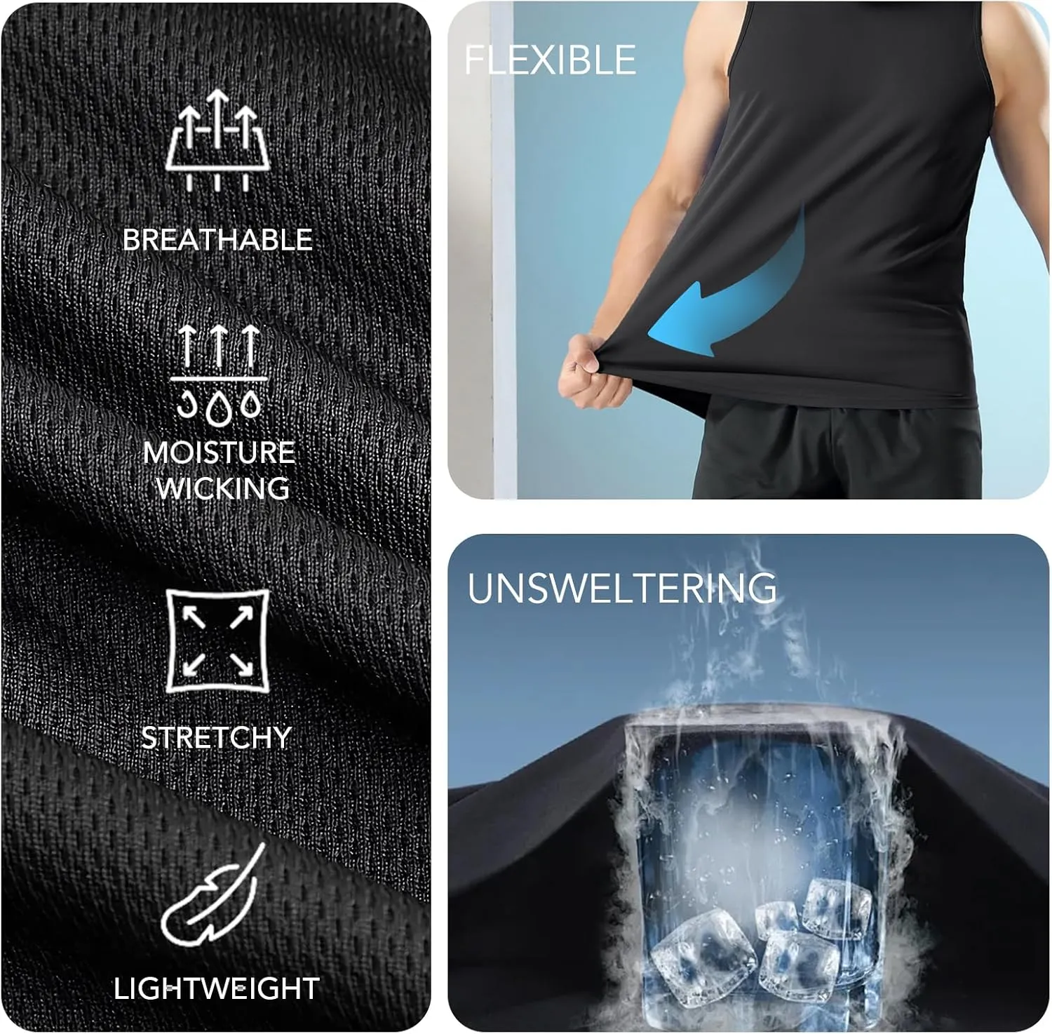 Men's Workout Tank Tops Quick Dry Sleeveless Shirts for Men Muscle Moisture Wicking Bodybuilding Gym Lightweight