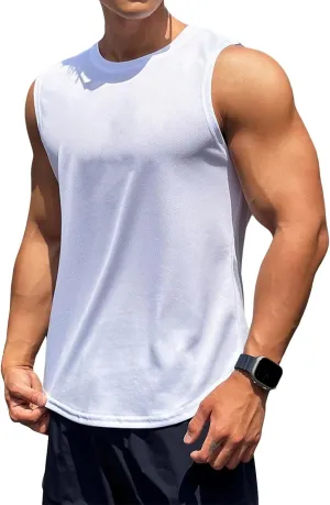 Men's Workout Tank Tops Quick Dry Sleeveless Shirts for Men Muscle Moisture Wicking Bodybuilding Gym Lightweight