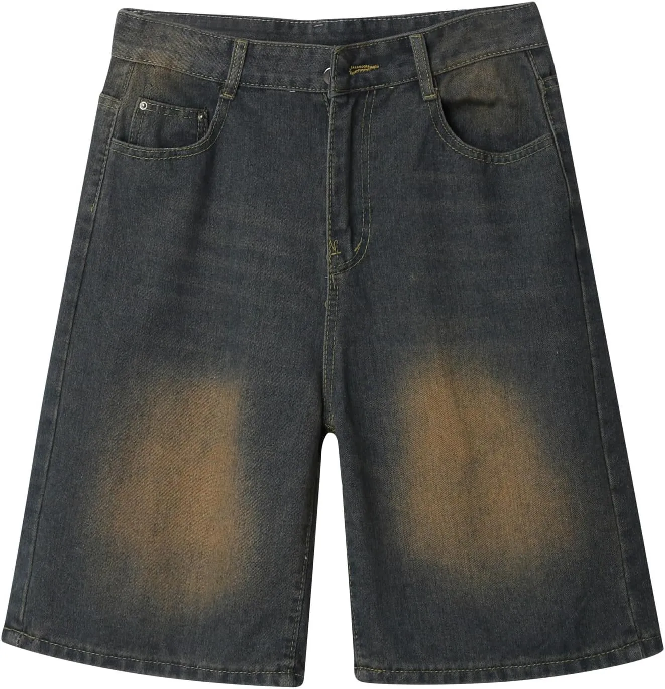 Mens Y2K Grunge Baggy Jean Shorts Casual Hip Hop Aesthetic Pants Loose Fit Denim Shorts Streetwear Clothes