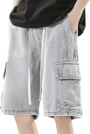 Mens Y2K Grunge Baggy Jean Shorts Casual Hip Hop Aesthetic Pants Loose Fit Denim Shorts Streetwear Clothes