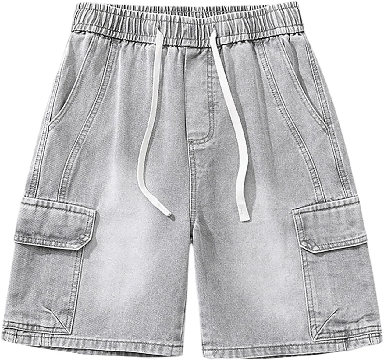Mens Y2K Grunge Baggy Jean Shorts Casual Hip Hop Aesthetic Pants Loose Fit Denim Shorts Streetwear Clothes