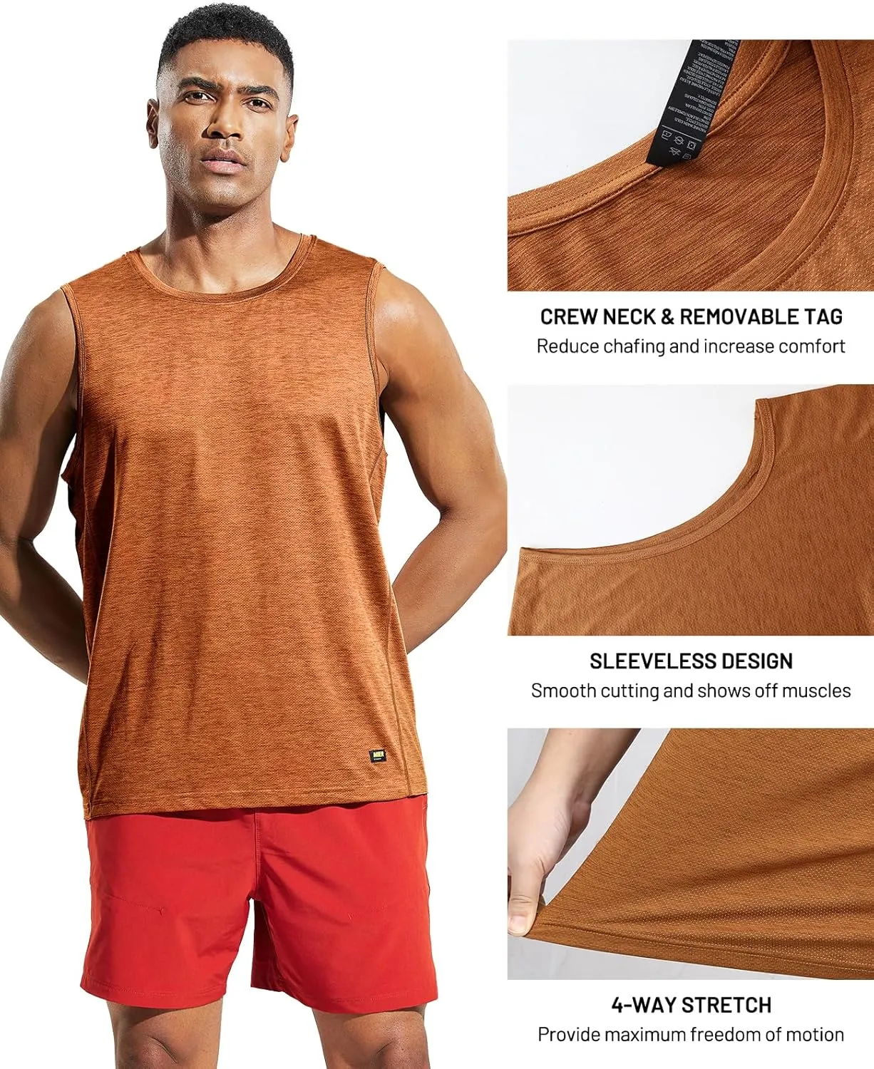 MIER Mens Sleeveless Tank Top Dry Fit Workout Muscle Tee Shirt for Running Athletic Gym Sports Training, Moisture Wicking