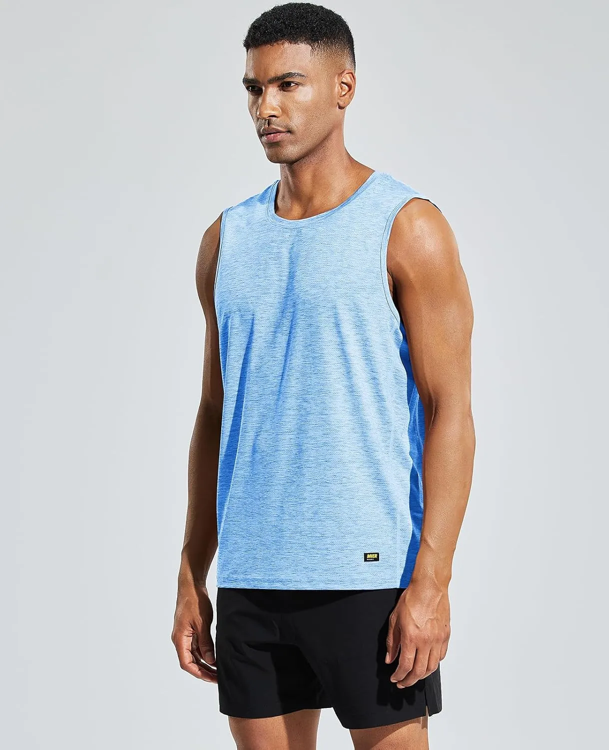 MIER Mens Sleeveless Tank Top Dry Fit Workout Muscle Tee Shirt for Running Athletic Gym Sports Training, Moisture Wicking