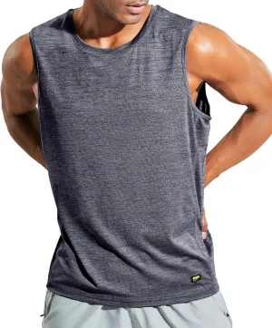MIER Mens Sleeveless Tank Top Dry Fit Workout Muscle Tee Shirt for Running Athletic Gym Sports Training, Moisture Wicking