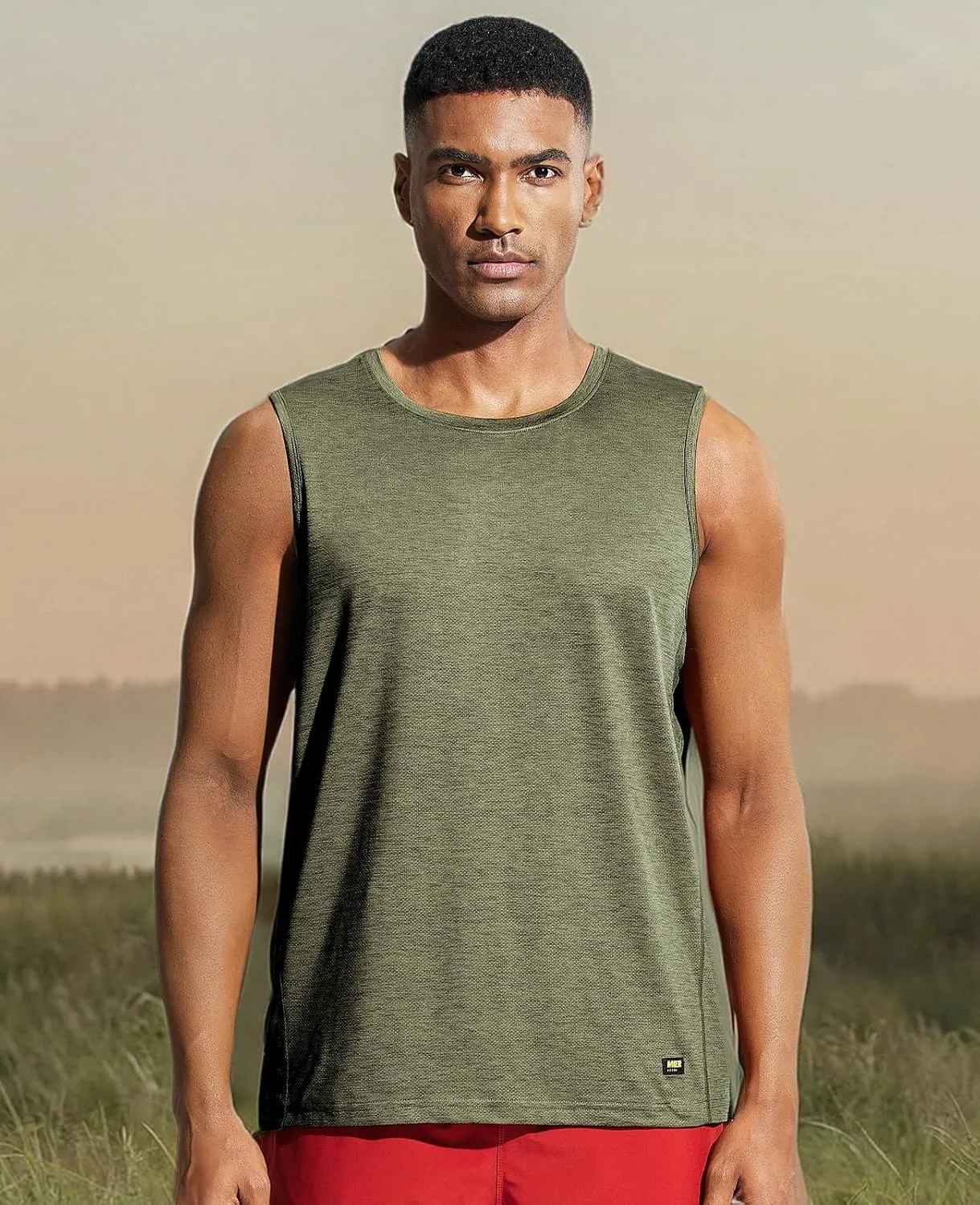 MIER Mens Sleeveless Tank Top Dry Fit Workout Muscle Tee Shirt for Running Athletic Gym Sports Training, Moisture Wicking