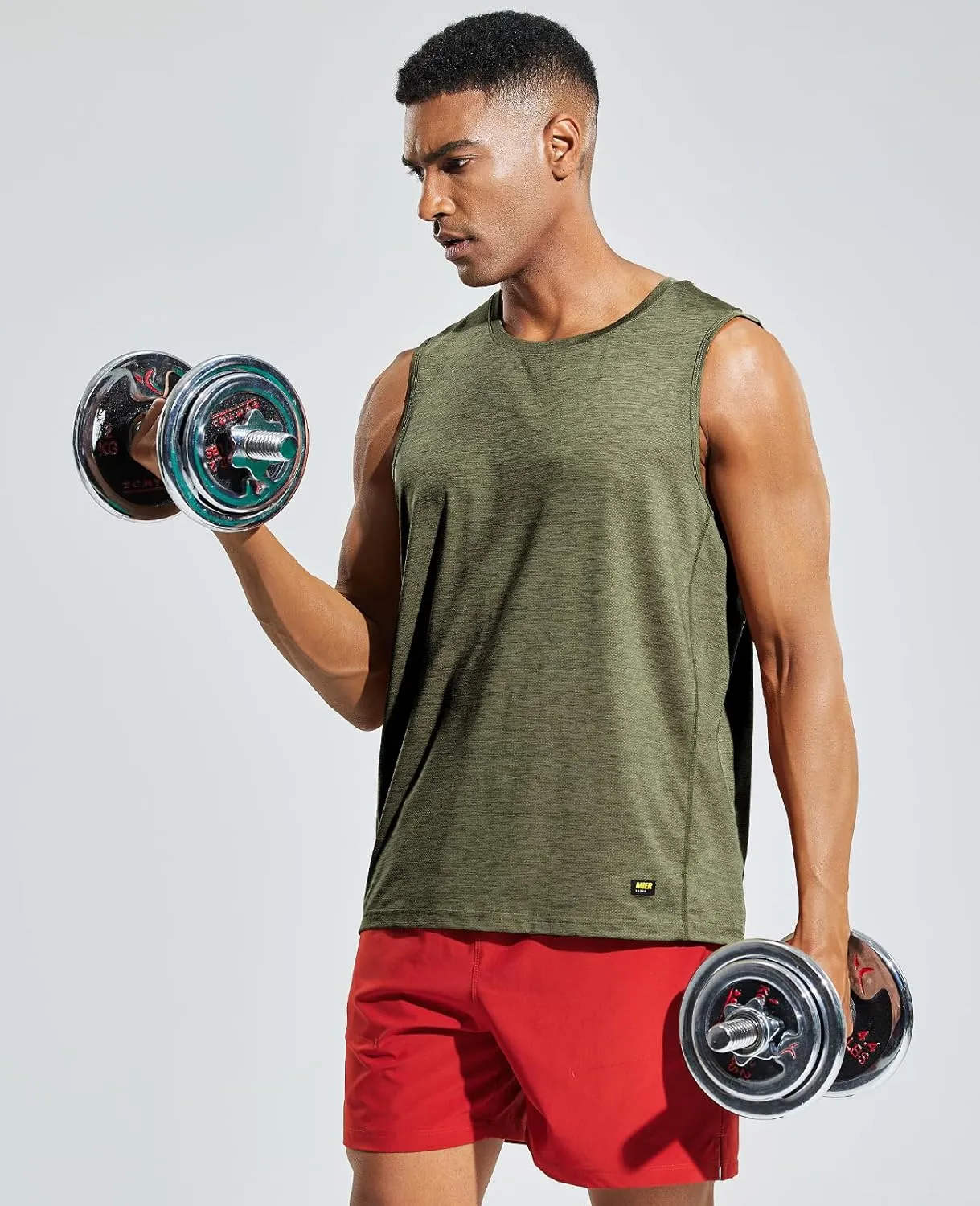 MIER Mens Sleeveless Tank Top Dry Fit Workout Muscle Tee Shirt for Running Athletic Gym Sports Training, Moisture Wicking