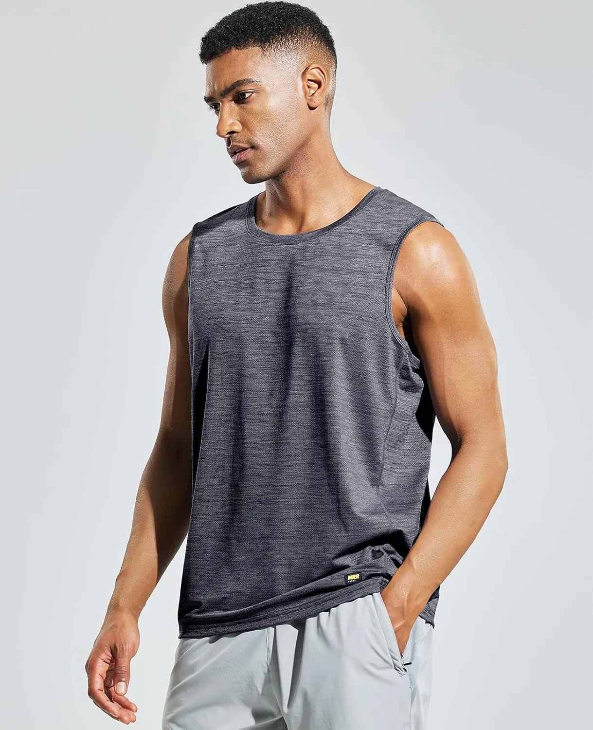 MIER Mens Sleeveless Tank Top Dry Fit Workout Muscle Tee Shirt for Running Athletic Gym Sports Training, Moisture Wicking