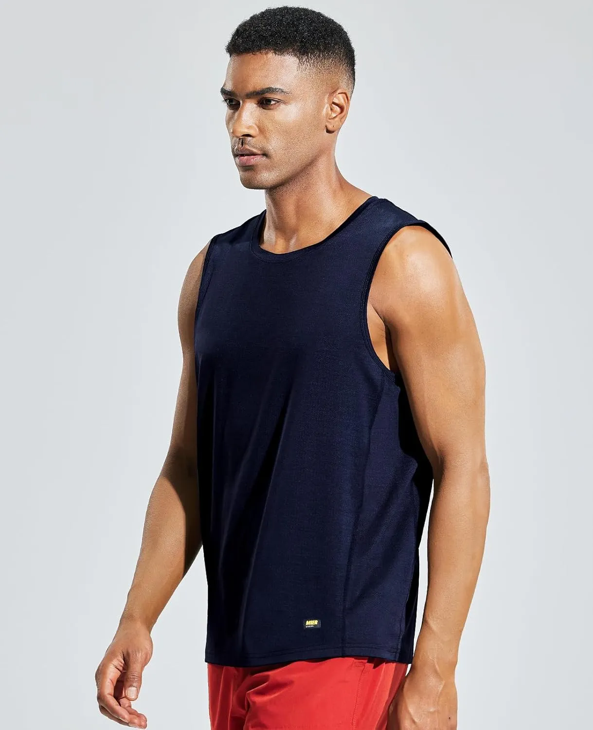 MIER Mens Sleeveless Tank Top Dry Fit Workout Muscle Tee Shirt for Running Athletic Gym Sports Training, Moisture Wicking