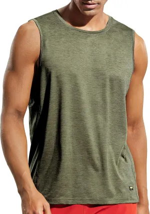 MIER Mens Sleeveless Tank Top Dry Fit Workout Muscle Tee Shirt for Running Athletic Gym Sports Training, Moisture Wicking