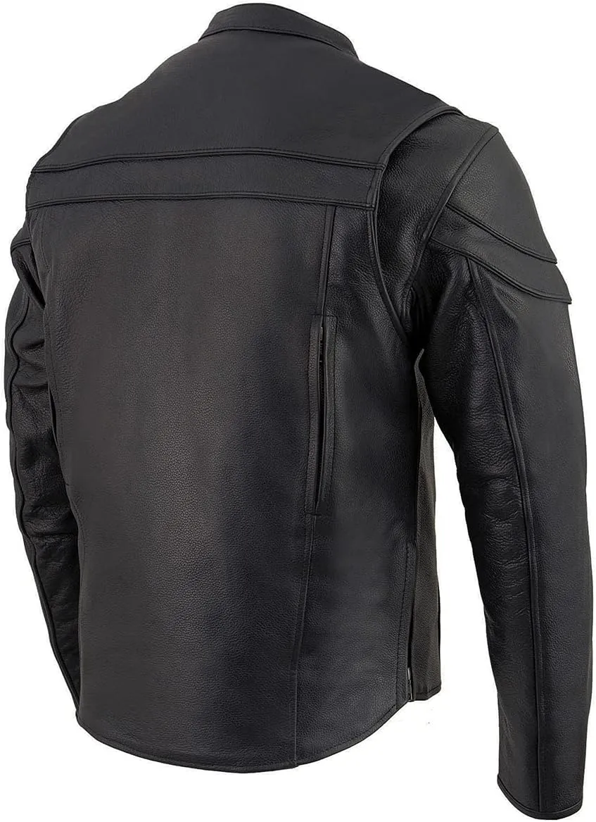 Milwaukee Leather SH1408 Men's Sporty Crossover Vented Black Motorcycle Leather Scooter Jacket