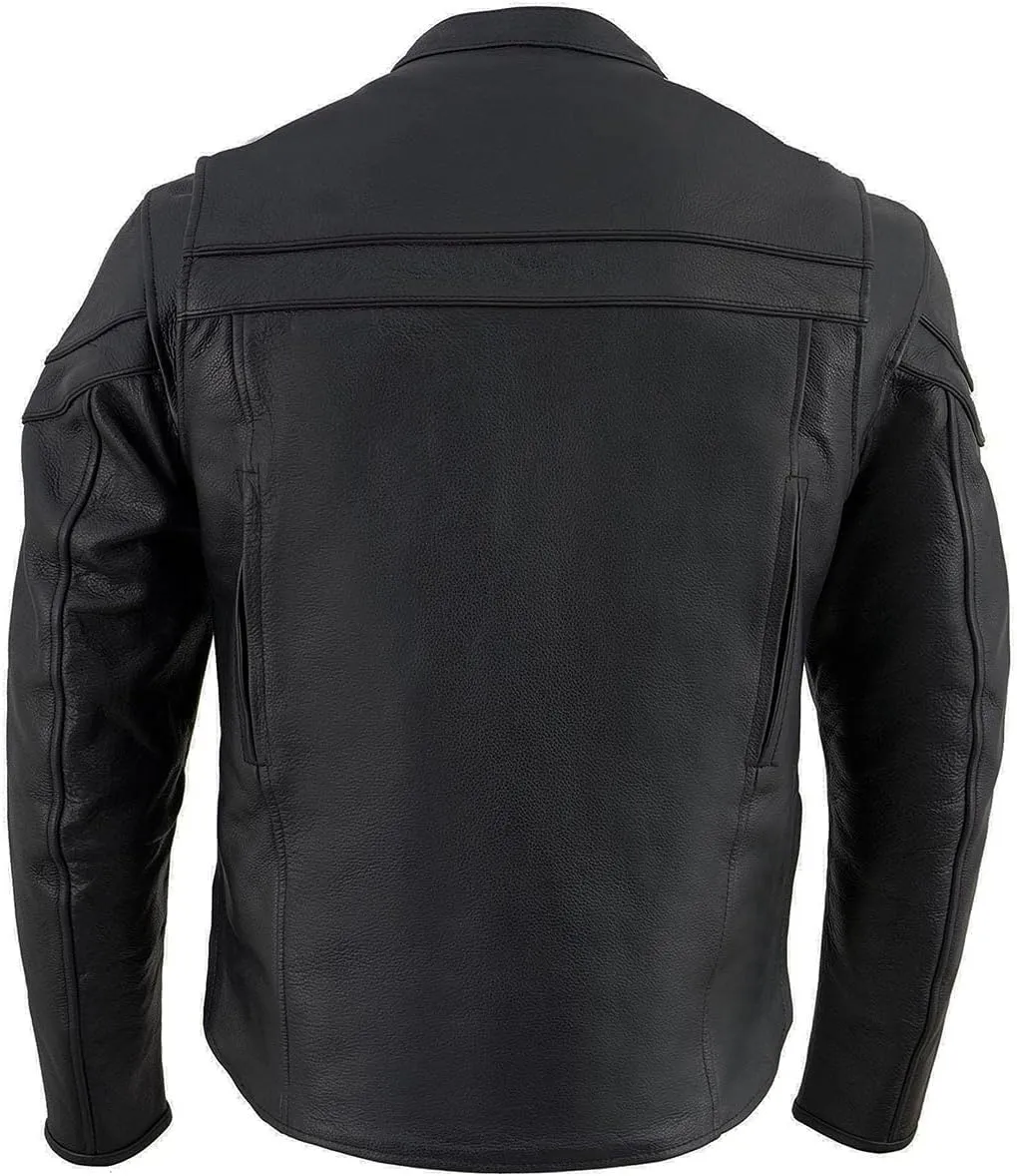 Milwaukee Leather SH1408 Men's Sporty Crossover Vented Black Motorcycle Leather Scooter Jacket