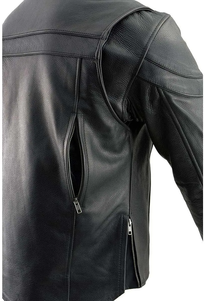 Milwaukee Leather SH1408 Men's Sporty Crossover Vented Black Motorcycle Leather Scooter Jacket