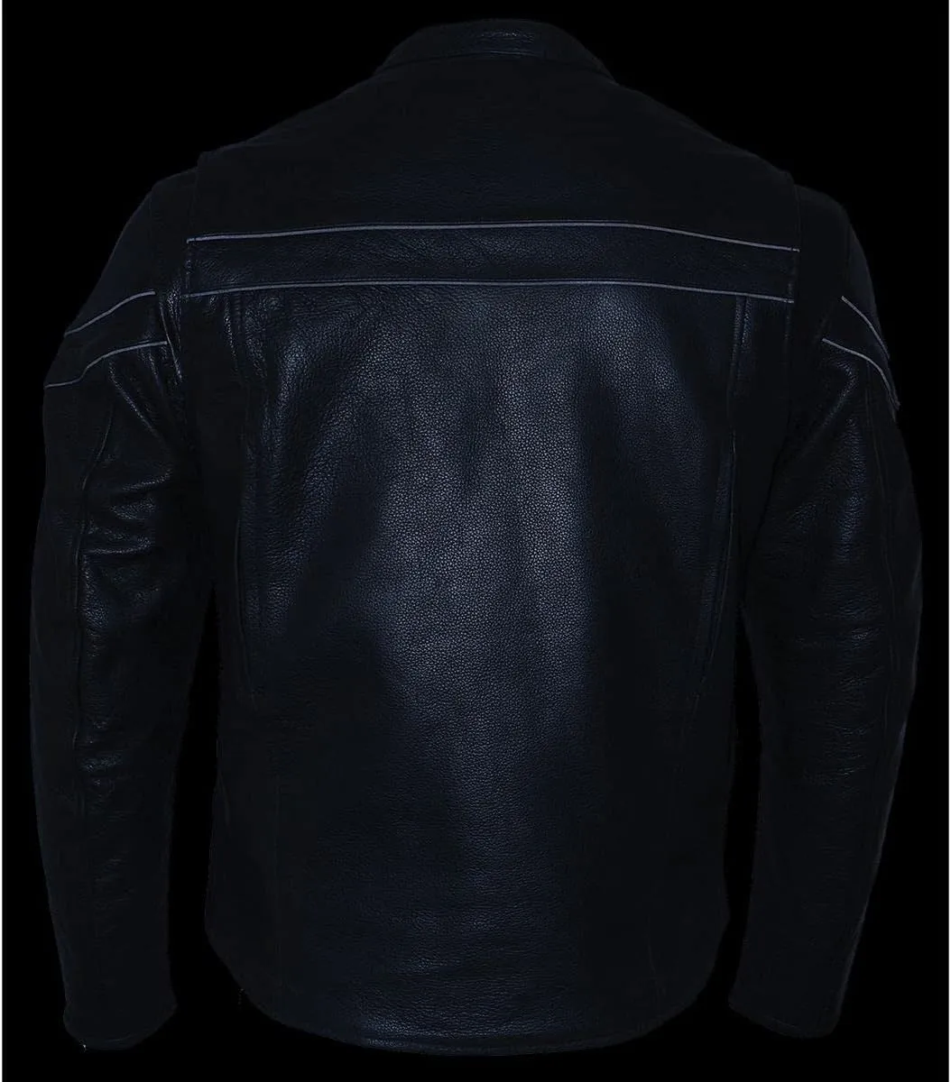 Milwaukee Leather SH1408 Men's Sporty Crossover Vented Black Motorcycle Leather Scooter Jacket